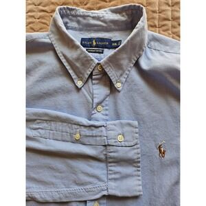 Ralph Lauren Men's Chambray Oxford Long Sleeve Blue Dress Shirt (Blue Tag), XXL